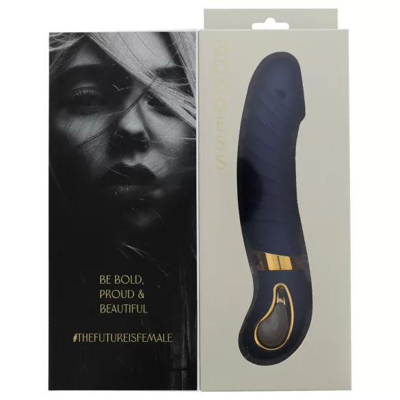 Goddess - verwarmde geribbelde vibrator (donkerblauw)