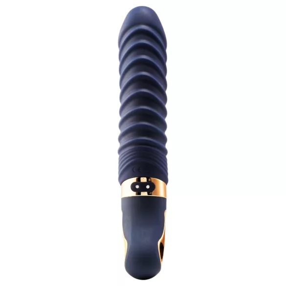 Goddess - verwarmde geribbelde vibrator (donkerblauw)