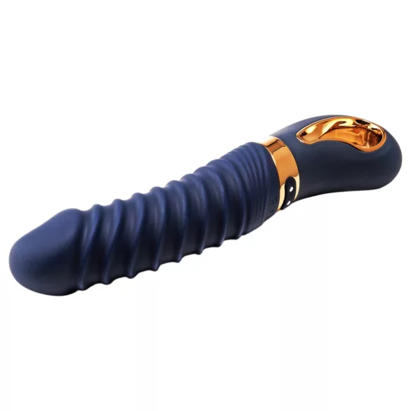 Goddess - verwarmde geribbelde vibrator (donkerblauw)