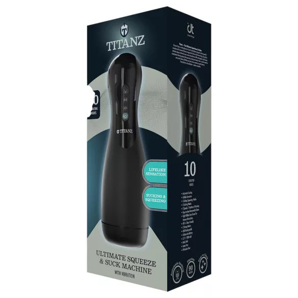 Titanz Ultimate Squeeze & Suck - automatische masturbator (zwart)