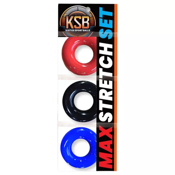 Kiotos Max-Stretch - rekbare penisringen set (zwart/rood/blauw)