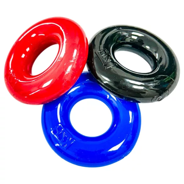 Kiotos Max-Stretch - rekbare penisringen set (zwart/rood/blauw)