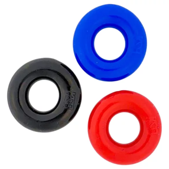 Kiotos Max-Stretch - rekbare penisringen set (zwart/rood/blauw)