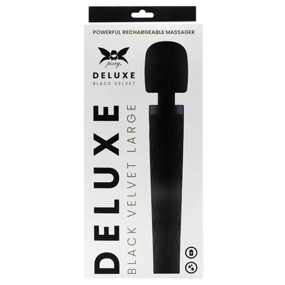 Pixey Deluxe Black Velvet - wandvibrator L (zwart)