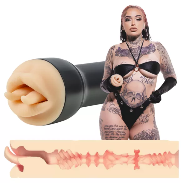Kiiroo Feel Leigh Raven - kunstmond met gespleten tong (naturel)