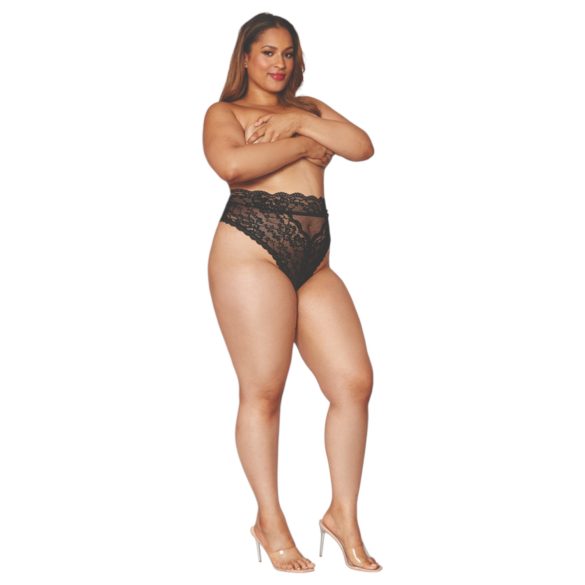 Dreamgirls - hoge taille kanten slip (zwart)