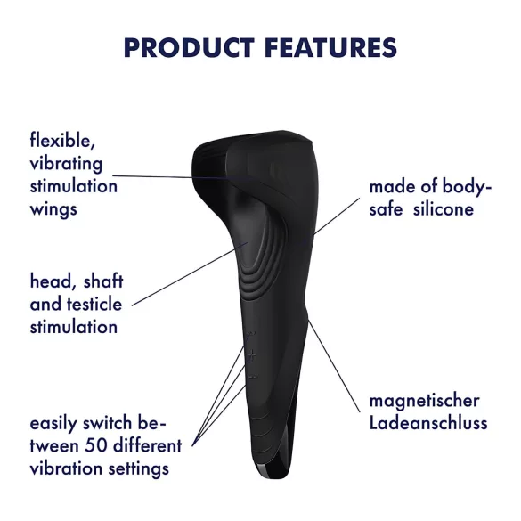 Satisfyer Men Wand - oplaadbare penistop vibrator - waterdicht - zwart