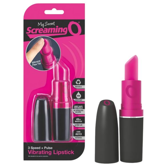 Screaming Lipstick - lipstick vibrator (zwart-roze)