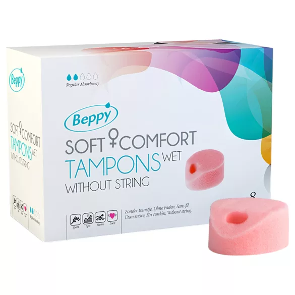 Beppy Soft touwloze natte intieme spons-tampon - 8 stuks