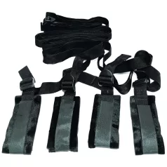 S&M - bondage set voor bed - verstelbare riemen - zwart