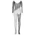 Obsessive F210 - Rozenmotief, lange mouwen net catsuit - zwart (S-L)