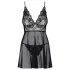 Obsessive Idillia - babydoll, kanten nachtjurk en string (zwart)