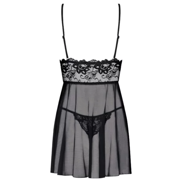 Obsessive Idillia - babydoll, kanten nachtjurk en string (zwart)