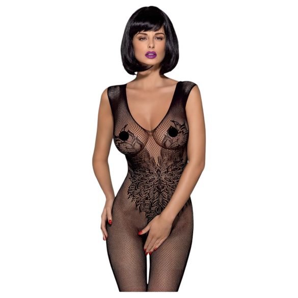 Obsessive N112 - bodystocking met engelenvleugels - zwart - S-L