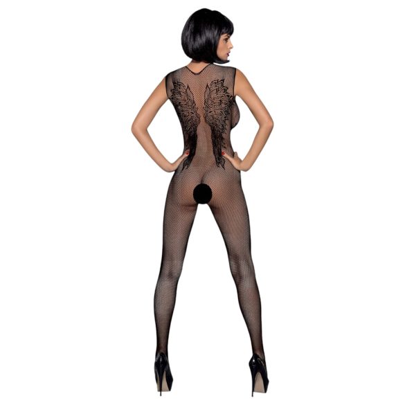 Obsessive N112 - bodystocking met engelenvleugels - zwart - S-L