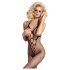 Obsessive N106 - opengewerkt, halternek catsuit - zwart (S-L)