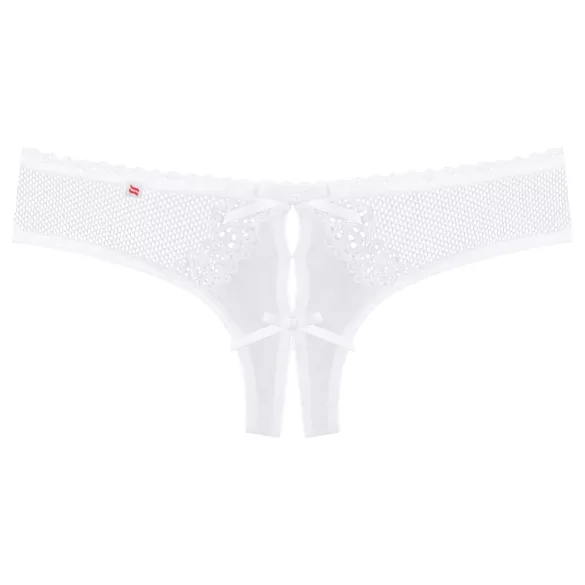 Obsessive Alabastra - open dames string - bloemen kant strikje - wit
