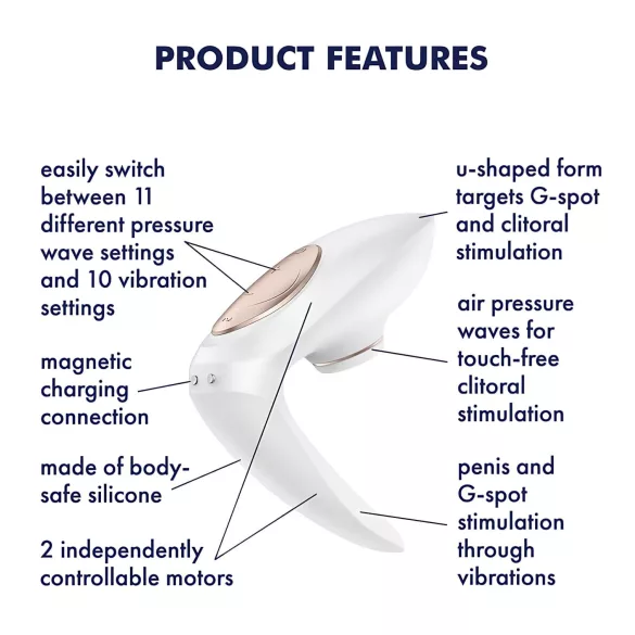 Satisfyer Pro 4 Couples - oplaadbare luchtdruk-vibrator voor koppels (wit)