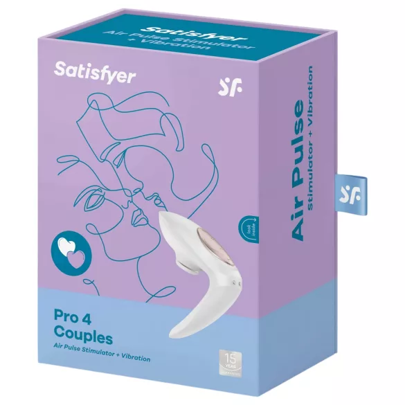 Satisfyer Pro 4 Couples - oplaadbare luchtdruk-vibrator voor koppels (wit)