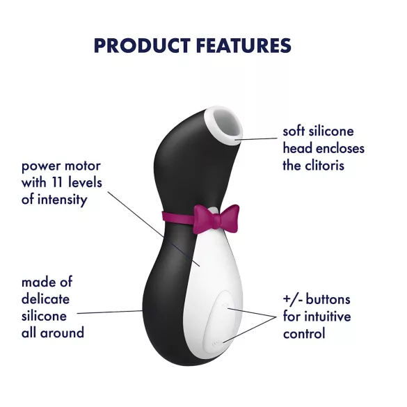 Satisfyer Penguin - clitorisstimulator - oplaadbaar en waterdicht - zwart/wit