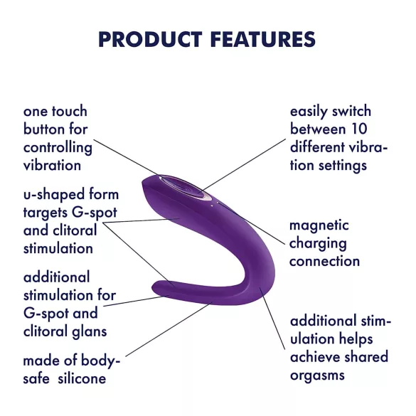 Satisfyer Double Classic - waterdichte, oplaadbare paravibrator (paars)
