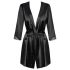 Obsessive Satinia Robe - satijnen gewaad set (zwart) - L/XL