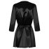 Obsessive Satinia Robe - satijnen gewaad set (zwart) - L/XL