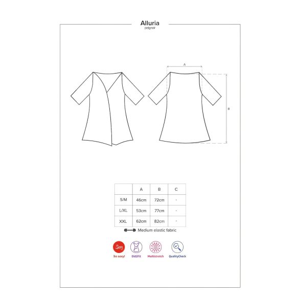 Obsessive - kanten kimono met string - zwart