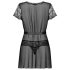 Obsessive Alluria - kanten peignoir en string (zwart) - L/XL