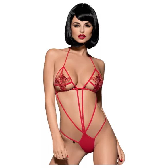 Obsessive Luiza - rood body met tulpjes en bandjes (S/M)