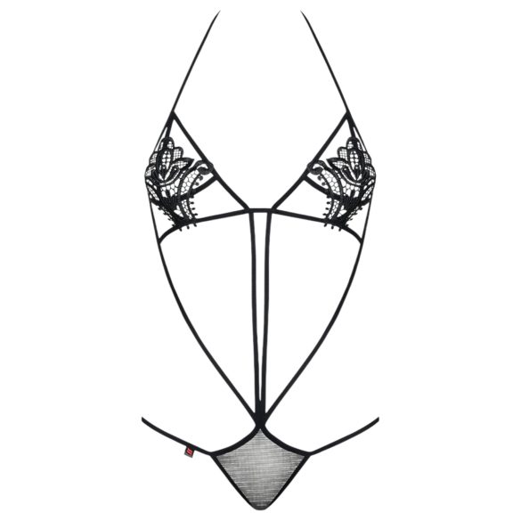 Obsessive Luiza - tulpen, bandjes body - zwart (S/M)