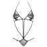 Obsessive Luiza - tulpvormige, bandjes body - zwart (S/M)