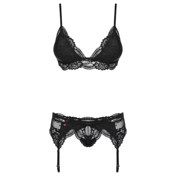 Obsessive - lingerie set - kanten details - zwart - L/XL