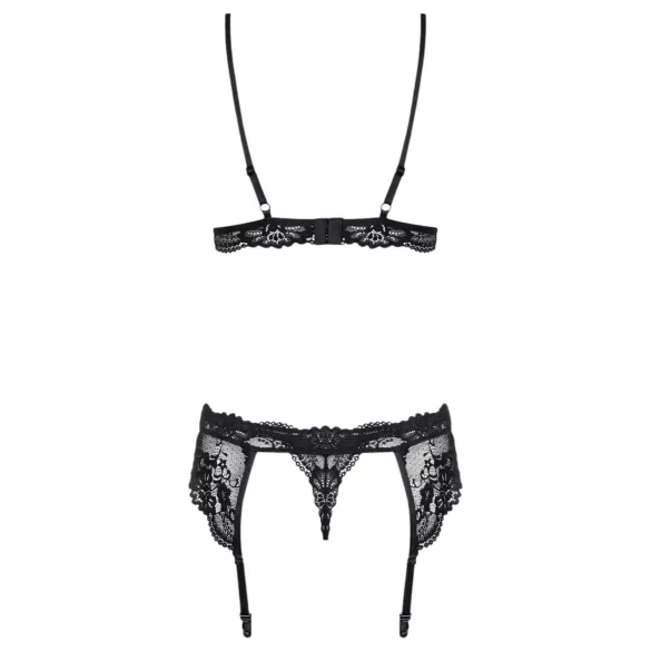 Obsessive - lingerie set - kanten details - zwart - L/XL
