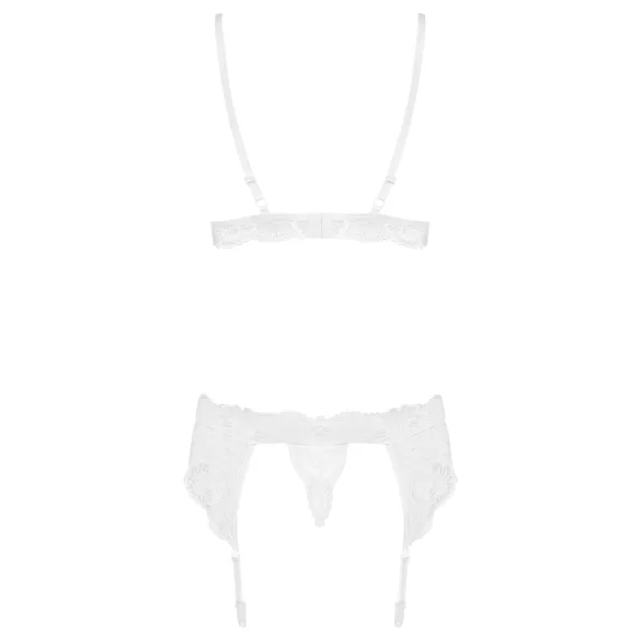 Obsessive - lingerie set - kant, 2-delig - wit - L/XL