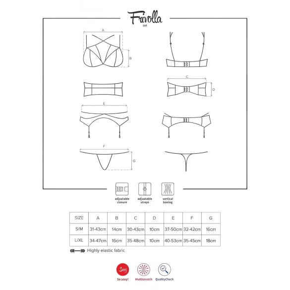 Obsessive Frivolla - pikant kanten lingerie set (zwart)