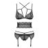 Obsessive Frivolla - pikante kanten lingerieset (zwart) - L/XL