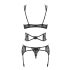 Obsessive Frivolla - pikante kanten lingerieset (zwart) - L/XL