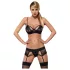 Obsessive Wonderia - lingerie set - geborduurd kant - zwart - L/XL