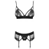 Obsessive Wonderia - lingerie set - geborduurd kant - zwart - L/XL
