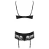 Obsessive Wonderia - lingerie set - geborduurd kant - zwart - L/XL