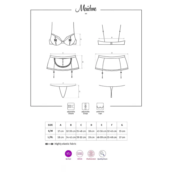 Obsessive Maidme - sexy kamermeisje kostuum set - 6-delig