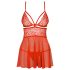 Obsessive 838-BAB-3 - pikante kanten babydoll en string (rood)