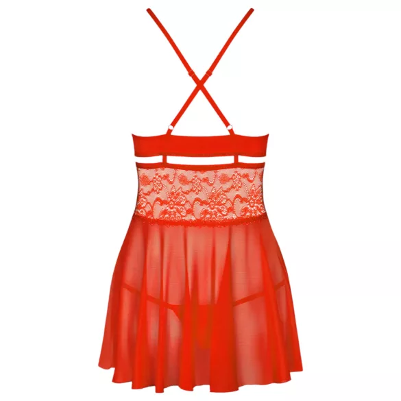 Obsessive - Babydoll set met kant en string - rood