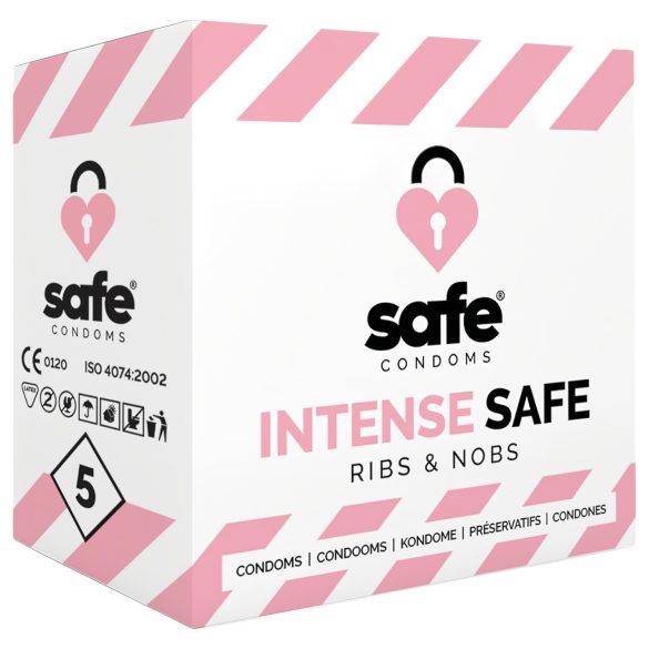 SAFE Intense Safe - geribbelde-gestippelde condooms (5 stuks)