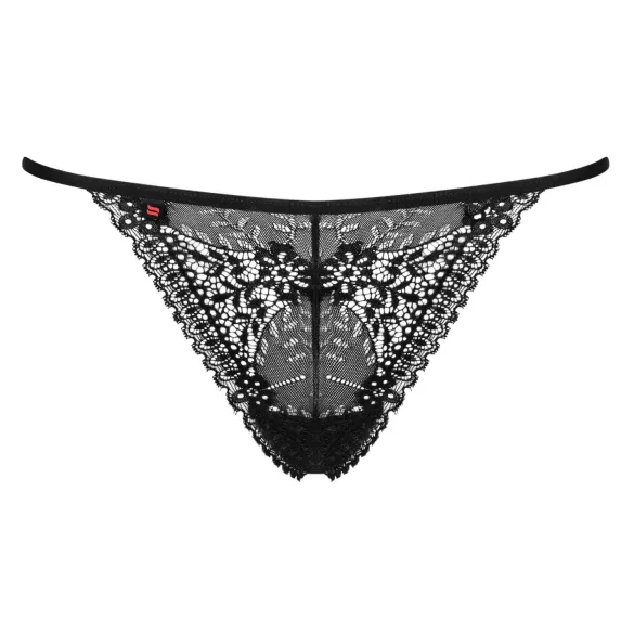 Obsessive Intensa - dames string - kanten bandjes - zwart - L/XL