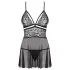 Obsessive - babydoll set - doorzichtig kant - zwart - L/XL