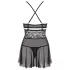 Obsessive - babydoll set - doorzichtig kant - zwart - L/XL