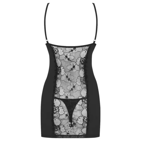 Obsessive Heartina - babydoll en string - kant - zwart - L/XL