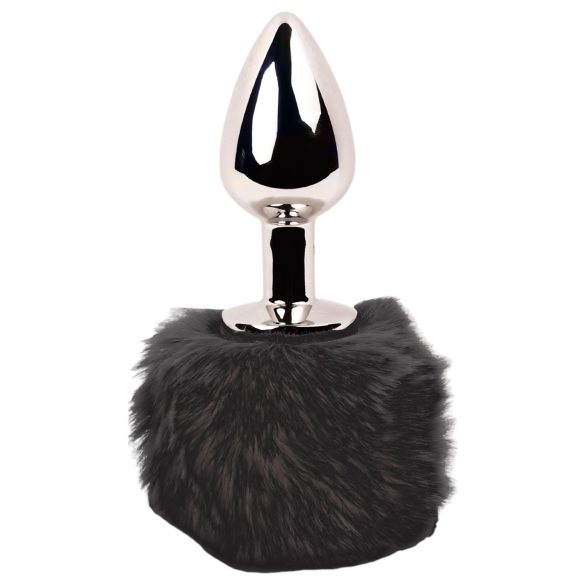 / FEELZTOYS Bunny Tails - metalen anaalplug met konijnenstaart (zilver-zwart)
